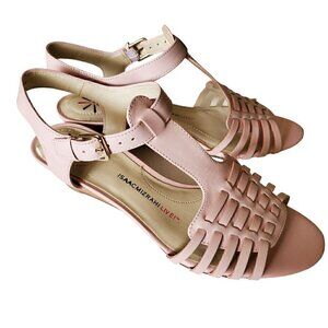 Isaac Mizrahi Soft Pink T Strap Sandals, Pink Wedges NIB